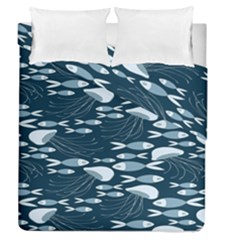 Jellyfish Fish Cartoon Sea Seaworld Duvet Cover Double Side (queen Size) by Mariart