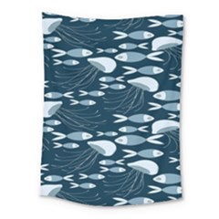 Jellyfish Fish Cartoon Sea Seaworld Medium Tapestry