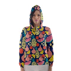 Fruit Pineapple Watermelon Orange Tomato Fruits Hooded Wind Breaker (women) by Mariart