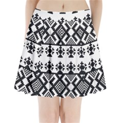 Model Traditional Draperie Line Black White Triangle Pleated Mini Skirt by Mariart