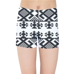 Model Traditional Draperie Line Black White Triangle Kids Sports Shorts