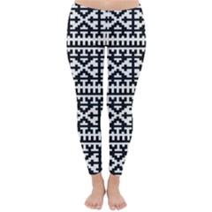 Model Traditional Draperie Line Black White Classic Winter Leggings by Mariart