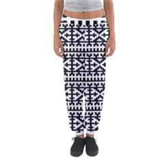 Model Traditional Draperie Line Black White Women s Jogger Sweatpants by Mariart