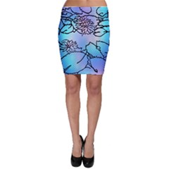 Lotus Flower Wall Purple Blue Bodycon Skirt
