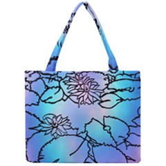 Lotus Flower Wall Purple Blue Mini Tote Bag