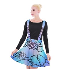 Lotus Flower Wall Purple Blue Suspender Skater Skirt