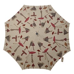 Mushroom Madness Red Grey Brown Polka Dots Hook Handle Umbrellas (large) by Mariart