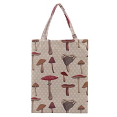 Mushroom Madness Red Grey Brown Polka Dots Classic Tote Bag by Mariart