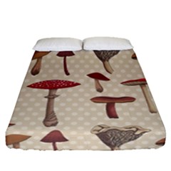 Mushroom Madness Red Grey Brown Polka Dots Fitted Sheet (queen Size) by Mariart