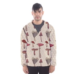 Mushroom Madness Red Grey Brown Polka Dots Hooded Wind Breaker (men) by Mariart