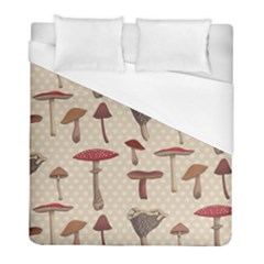 Mushroom Madness Red Grey Brown Polka Dots Duvet Cover (full/ Double Size) by Mariart