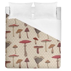 Mushroom Madness Red Grey Brown Polka Dots Duvet Cover (queen Size) by Mariart