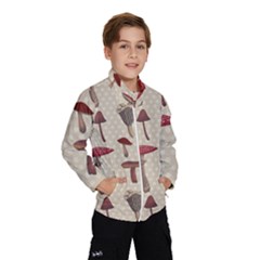 Mushroom Madness Red Grey Brown Polka Dots Wind Breaker (kids) by Mariart