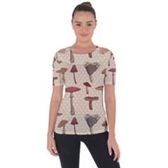 Mushroom Madness Red Grey Brown Polka Dots Short Sleeve Top