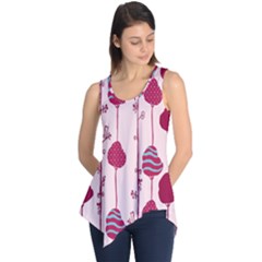 Original Tree Bird Leaf Flower Floral Pink Wave Chevron Blue Polka Dots Sleeveless Tunic by Mariart