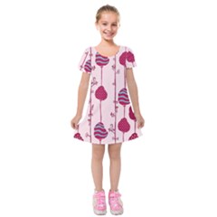 Original Tree Bird Leaf Flower Floral Pink Wave Chevron Blue Polka Dots Kids  Short Sleeve Velvet Dress