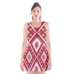 Model Traditional Draperie Line Red White Triangle Scoop Neck Skater Dress by Mariart