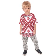 Model Traditional Draperie Line Red White Triangle Kids Raglan Tee