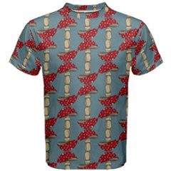 Mushroom Madness Red Grey Polka Dots Men s Cotton Tee by Mariart