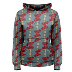 Mushroom Madness Red Grey Polka Dots Women s Pullover Hoodie