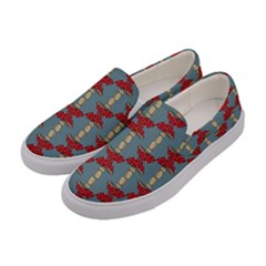 Mushroom Madness Red Grey Polka Dots Women s Canvas Slip Ons by Mariart