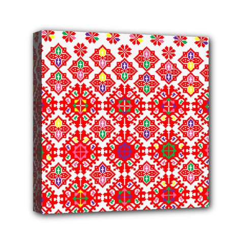 Plaid Red Star Flower Floral Fabric Mini Canvas 6  X 6 