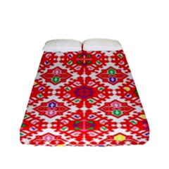Plaid Red Star Flower Floral Fabric Fitted Sheet (full/ Double Size)