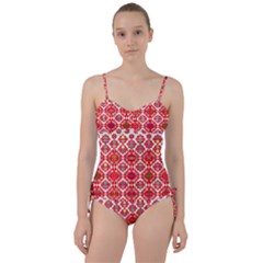 Plaid Red Star Flower Floral Fabric Sweetheart Tankini Set