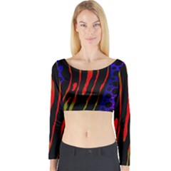 Frog Spectrum Polka Line Wave Rainbow Long Sleeve Crop Top by Mariart