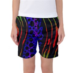 Frog Spectrum Polka Line Wave Rainbow Women s Basketball Shorts by Mariart