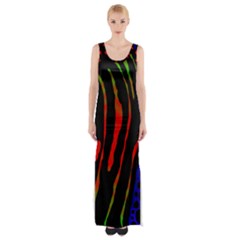 Frog Spectrum Polka Line Wave Rainbow Maxi Thigh Split Dress by Mariart