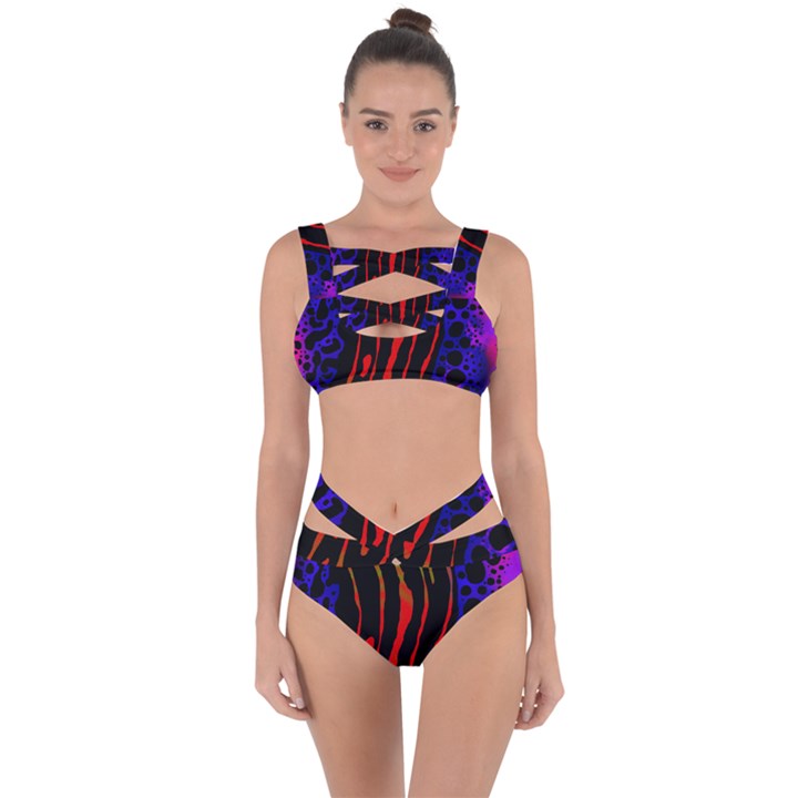 Frog Spectrum Polka Line Wave Rainbow Bandaged Up Bikini Set 