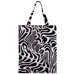 Psychedelic Zebra Black White Line Zipper Classic Tote Bag