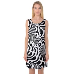 Psychedelic Zebra Black White Line Sleeveless Satin Nightdress