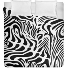 Psychedelic Zebra Black White Line Duvet Cover Double Side (King Size)