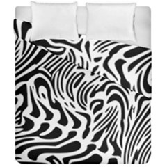 Psychedelic Zebra Black White Line Duvet Cover Double Side (california King Size) by Mariart
