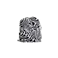 Psychedelic Zebra Black White Line Drawstring Pouches (XS) 