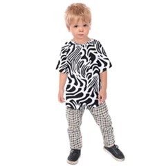 Psychedelic Zebra Black White Line Kids Raglan Tee