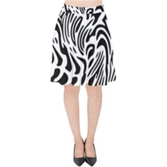 Psychedelic Zebra Black White Line Velvet High Waist Skirt