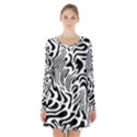 Psychedelic Zebra Black White Line Long Sleeve Velvet V-neck Dress View1