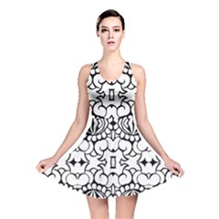 Psychedelic Pattern Flower Crown Black Flower Reversible Skater Dress