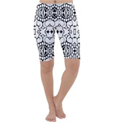 Psychedelic Pattern Flower Crown Black Flower Cropped Leggings 