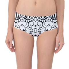 Psychedelic Pattern Flower Crown Black Flower Mid-waist Bikini Bottoms by Mariart