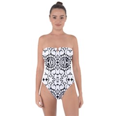 Psychedelic Pattern Flower Crown Black Flower Tie Back One Piece Swimsuit by Mariart