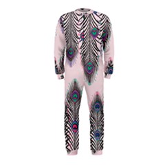 Peacock Feather Pattern Pink Love Heart Onepiece Jumpsuit (kids)
