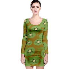 Relativity Pattern Moon Star Polka Dots Green Space Long Sleeve Bodycon Dress