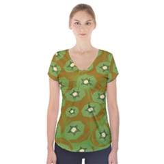Relativity Pattern Moon Star Polka Dots Green Space Short Sleeve Front Detail Top by Mariart