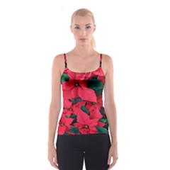 Red Poinsettia Flower Spaghetti Strap Top by Mariart