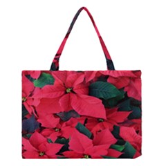 Red Poinsettia Flower Medium Tote Bag by Mariart