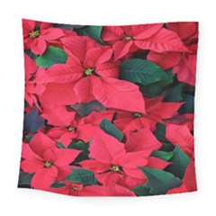 Red Poinsettia Flower Square Tapestry (large) by Mariart